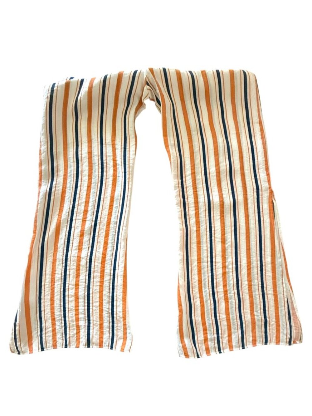 Lulumari L Wide Leg Stripe Pants Orange Blue Side Slit Resort Coastal - Picture 10 of 16